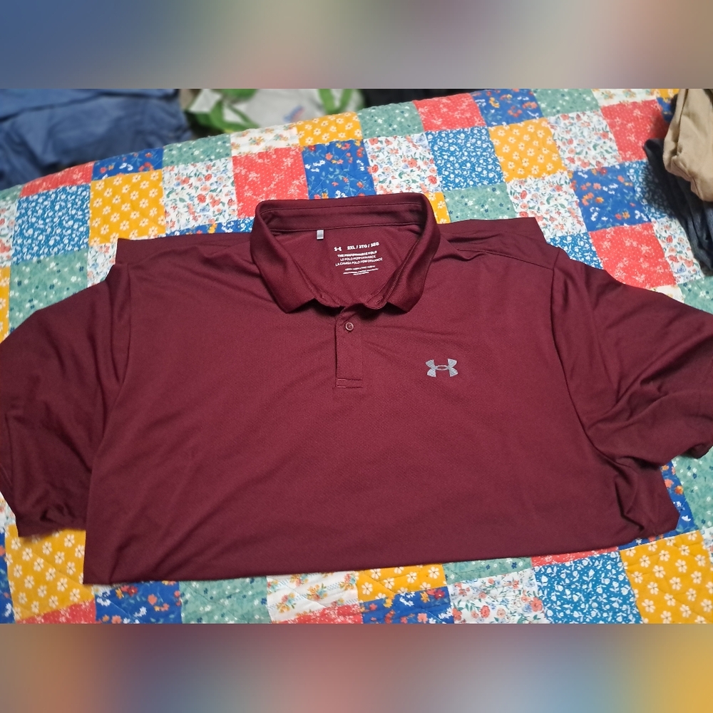 Under Armour Men's Burgundy Polo Shirt Size 3XL